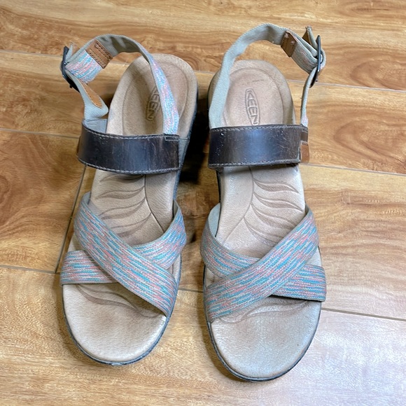 Keen Brown Wedge Sandals - Picture 1 of 4